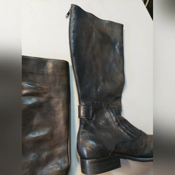 Free People Campus Tall Leather Riding Boots Biker Moto Dark Brown 5.5-6 - Picture 4 of 10